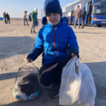 escaping Ukraine with his animals and fav toys.