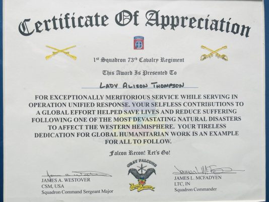 Gray Falcon's Certificate of Appreciation